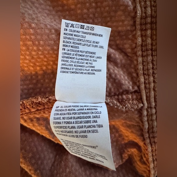 American Eagle Small Crop Top Jacket Corduroy Burnt Sienna Button Collar Sz XS - Picture 6 of 7